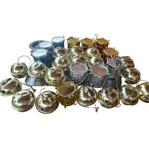 29-pc. Christmas Holiday Ornaments Jingle Bells and Drums Plastic Lightweight